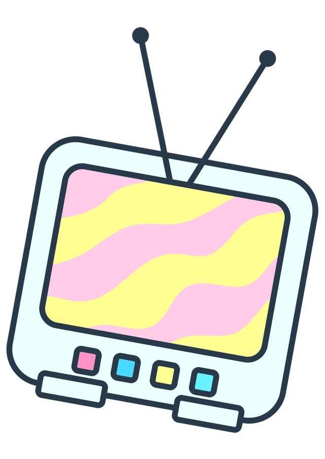 cartoonstyle television with colorful screen