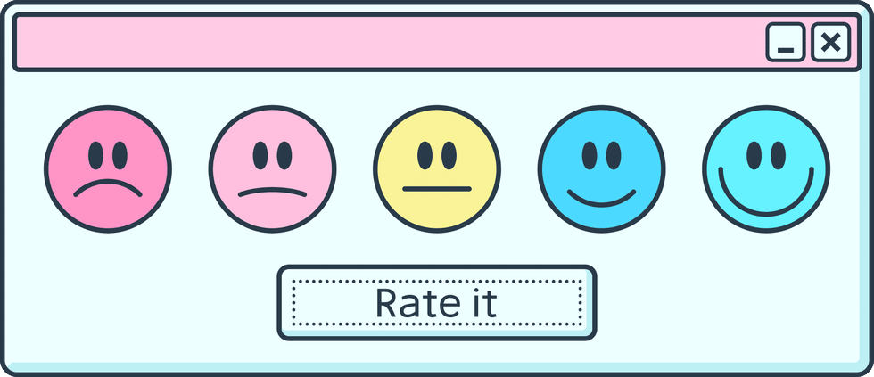 feedback interface featuring five emoticons varying from sad to happy