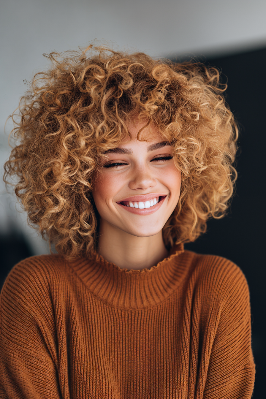 12. Golden Blonde Halo Fro (Short Curly Haircuts For Women) - Short Curly Haircuts For Women