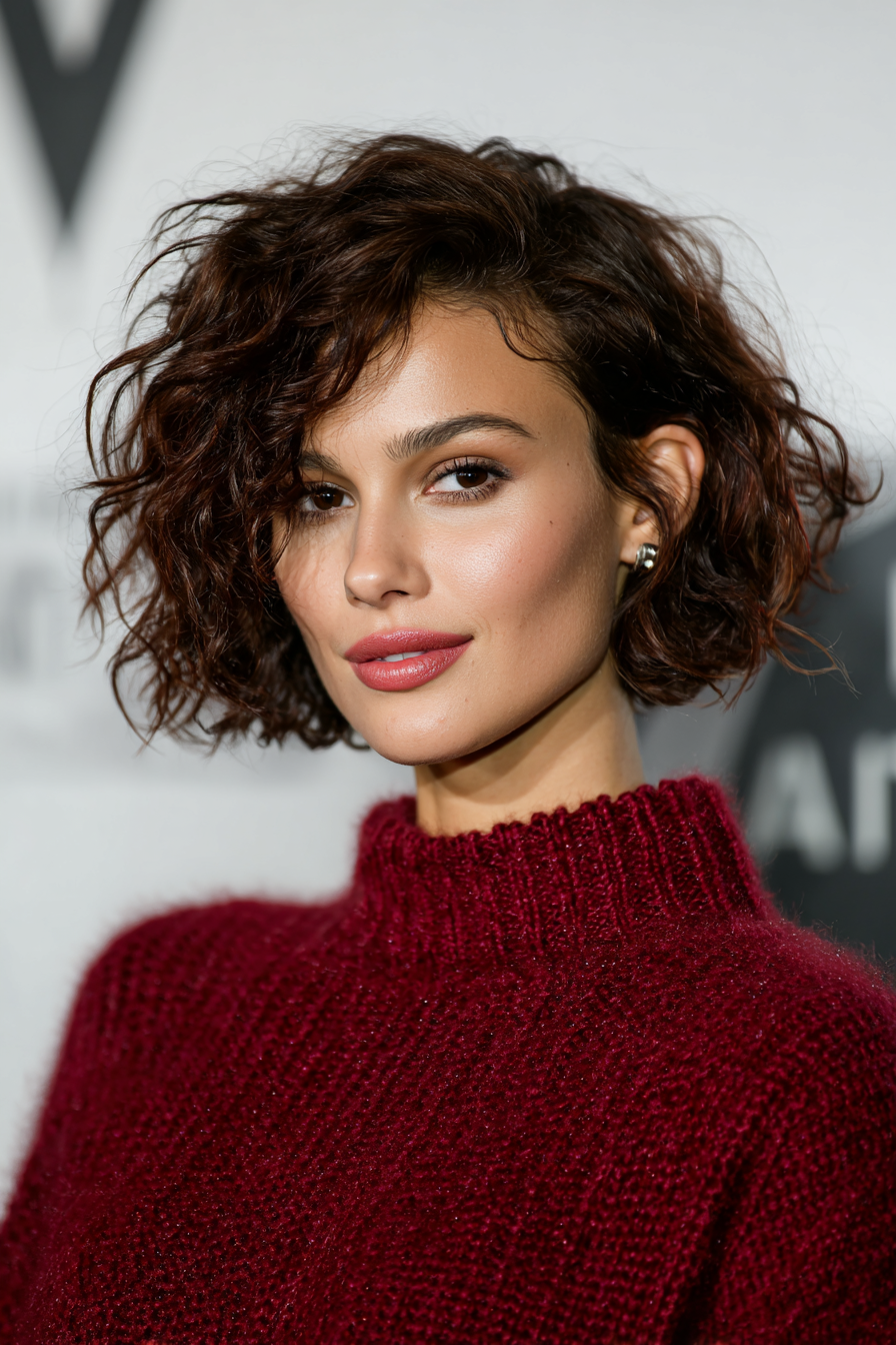 24. Dark Cherry Tousled Crop (Short Curly Haircuts For Women) - Short Curly Haircuts For Women