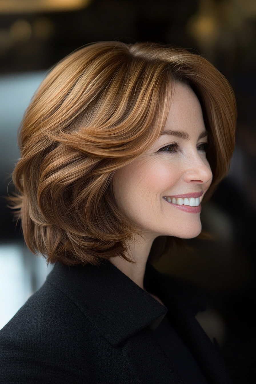 1. Soft Layered Bob in Chestnut Brown (Hairstyles For Women Over 50) - Hairstyles For Women Over 50