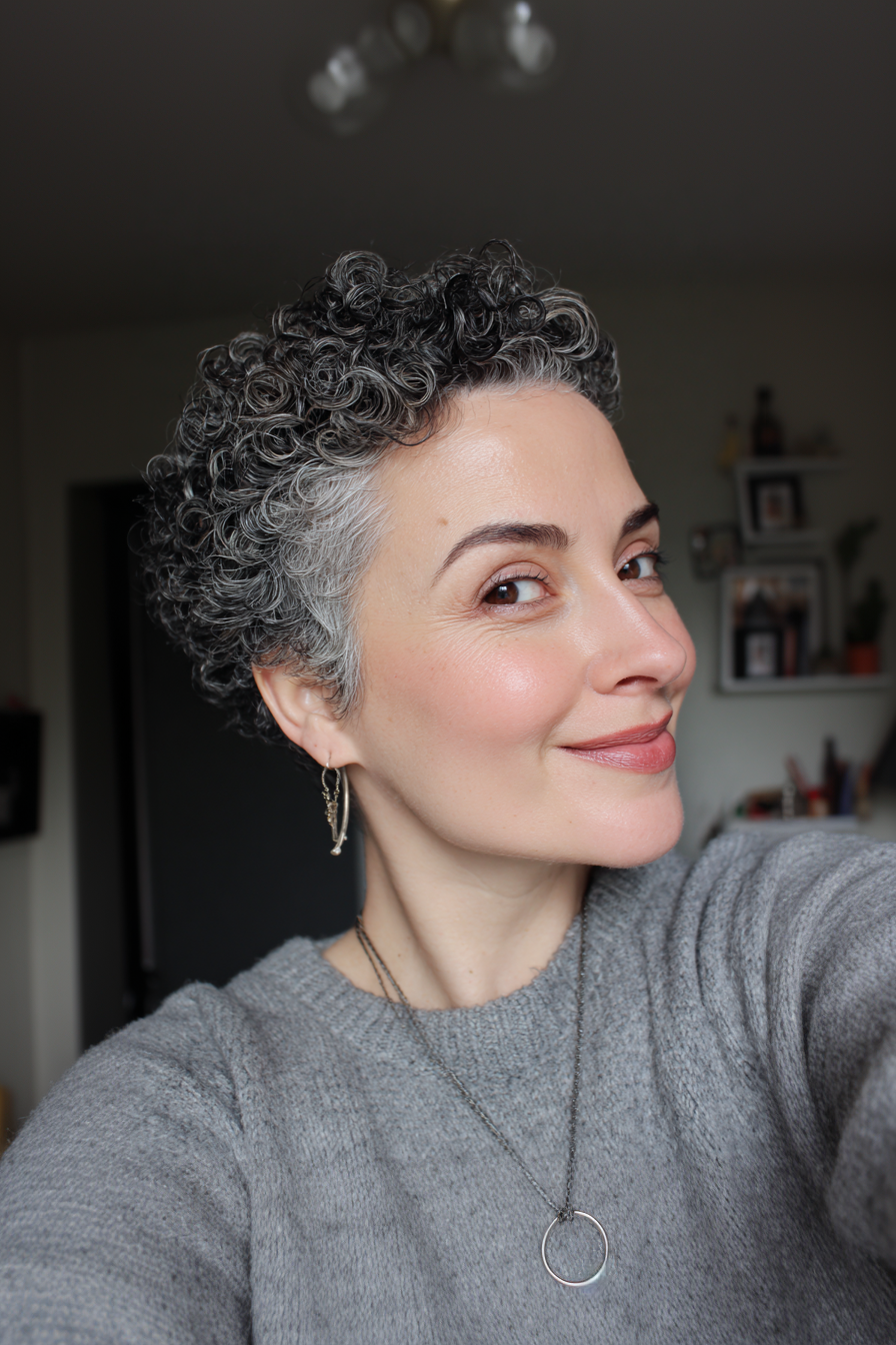 20. Tapered Salt-and-Pepper Curly Crop (Short Curly Haircuts For Women) - Short Curly Haircuts For Women