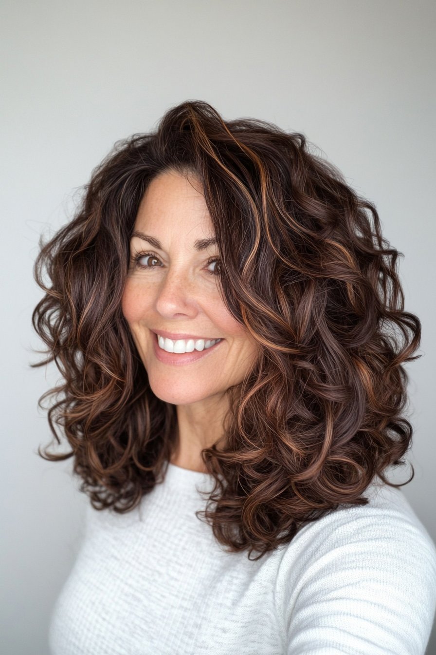 18. Layered Curls in Dark Mahogany (Hairstyles For Women Over 50) - Hairstyles For Women Over 50