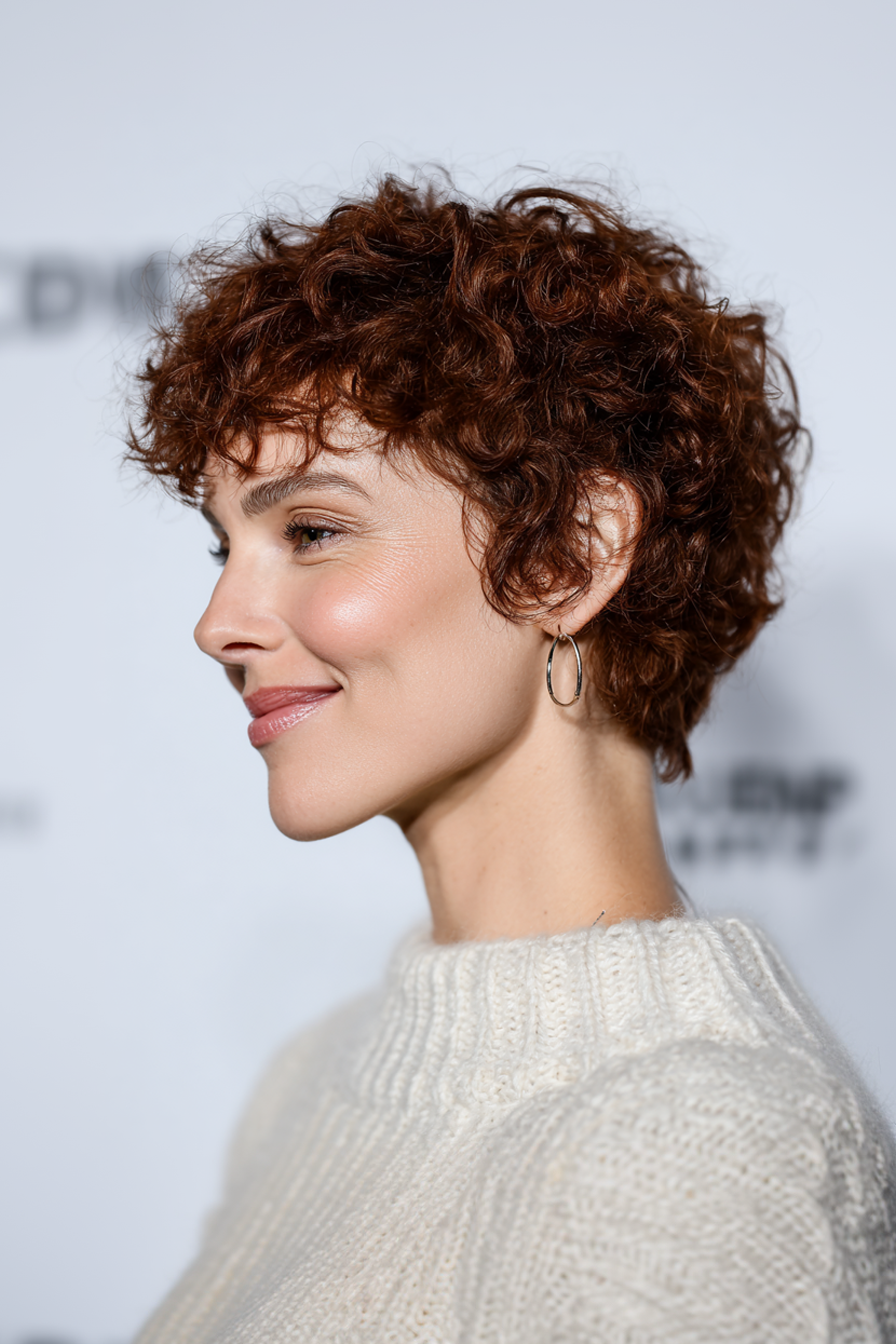 2. Chic Auburn Pixie Curly Shag (Short Curly Haircuts For Women) - Short Curly Haircuts For Women