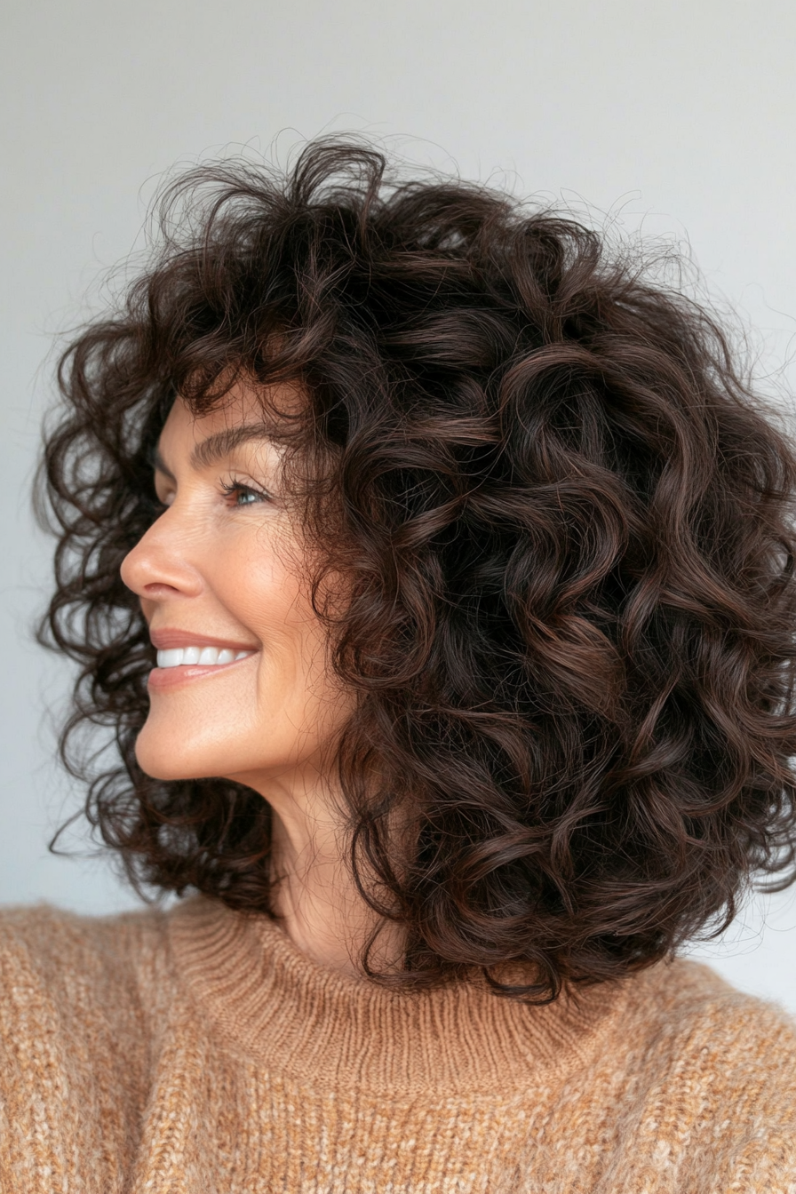 24. Curly Shag in Deep Brunette (Hairstyles For Women Over 50) - Hairstyles For Women Over 50