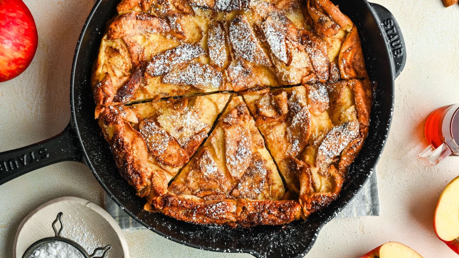 German Apple Pancake in a skillet.