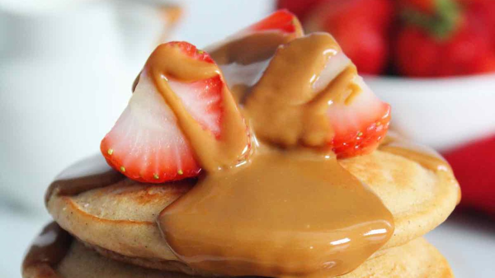 Lotus Biscoff Pancakes stacked on each other.