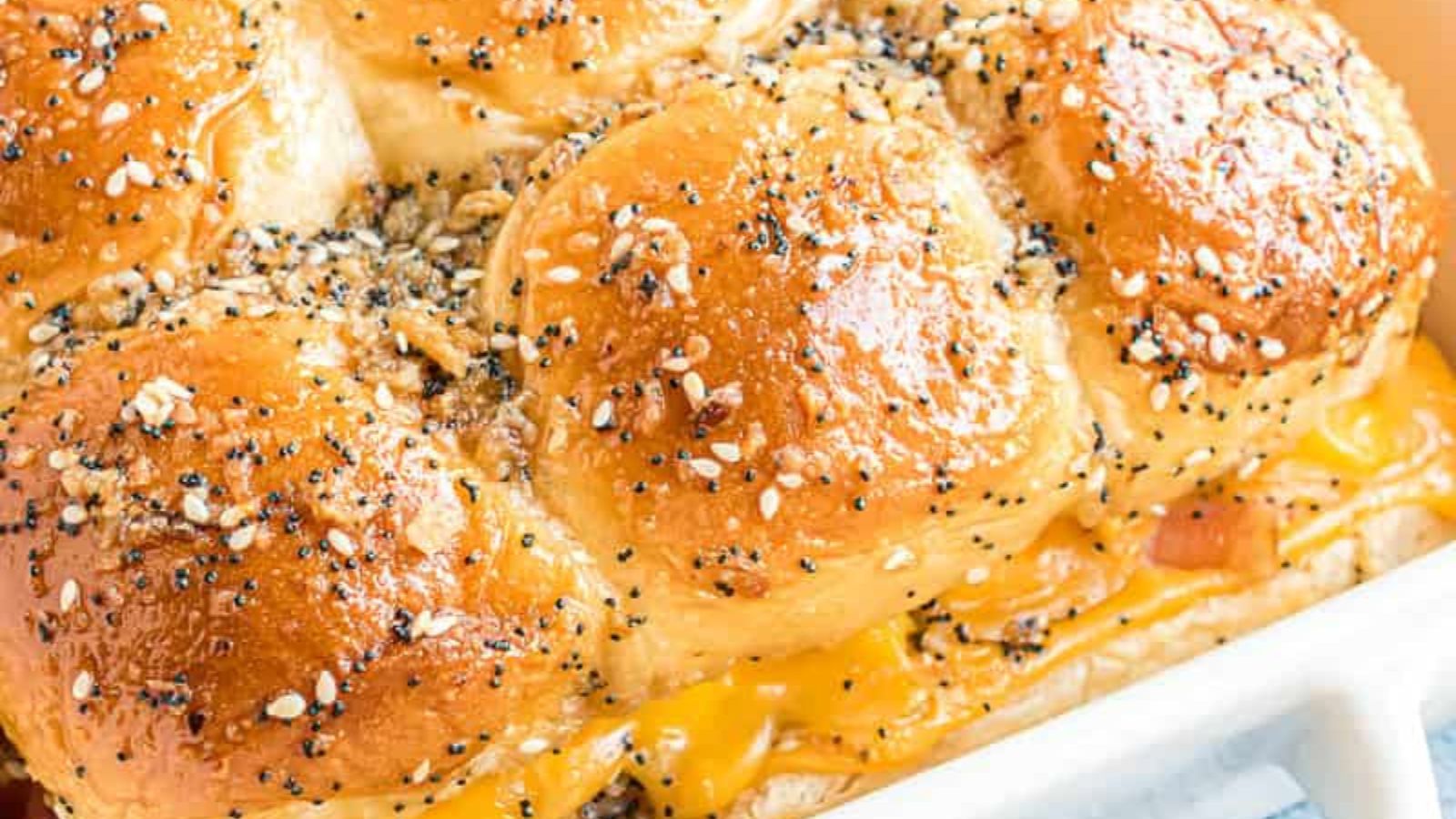 Hawaiian Roll Breakfast Sliders in a baking dish.