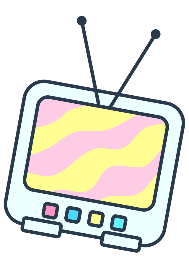 cartoonstyle television with colorful screen